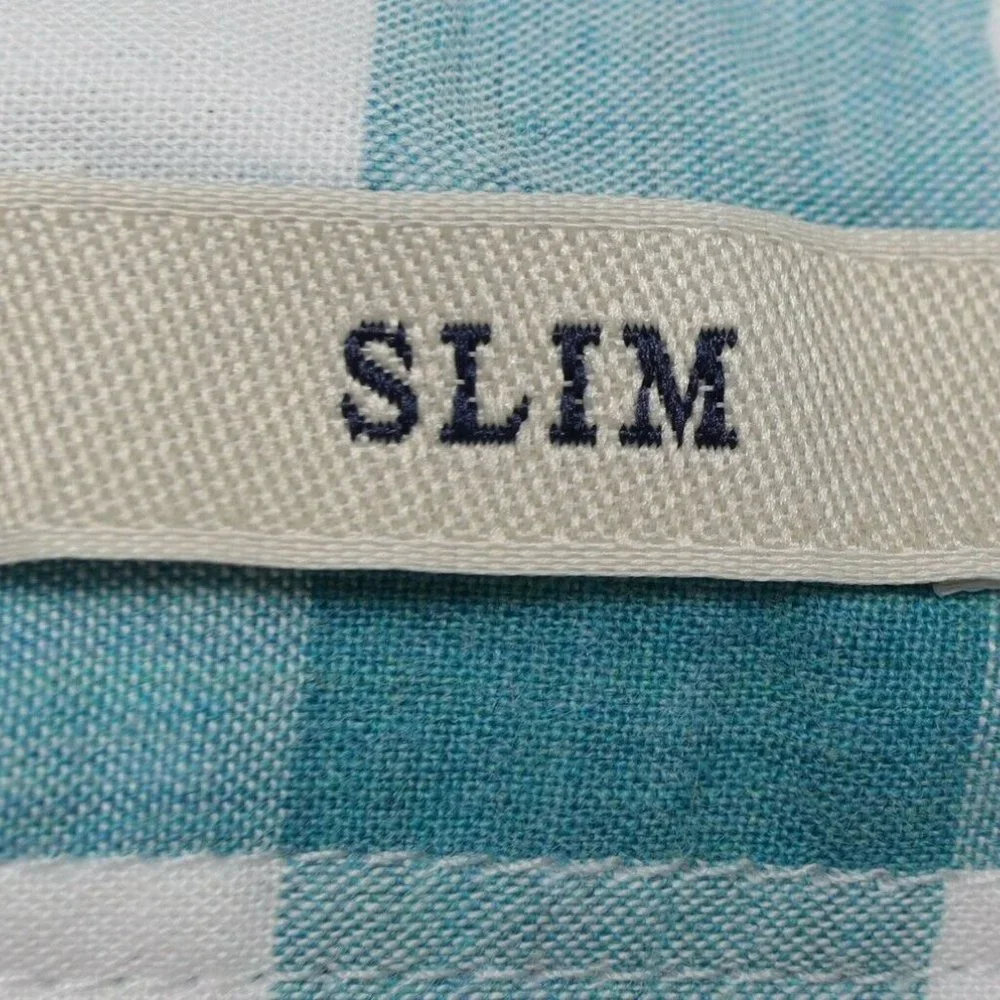 J. CREW BLUE/WHITE PLAID SLIM FIT BUTTON SHIRT XL